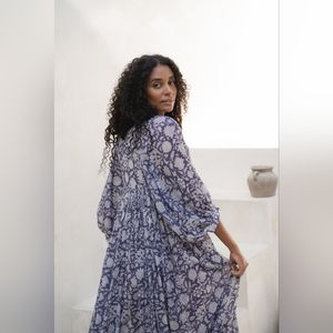 EUC Daughters of India Kyra Midi Dress - Blue Iris (Small)